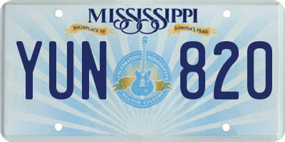 MS license plate YUN820