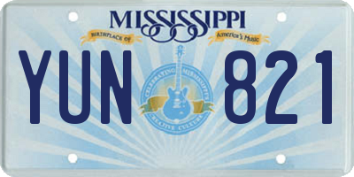 MS license plate YUN821