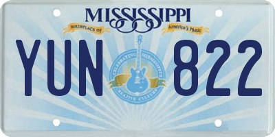 MS license plate YUN822