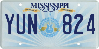 MS license plate YUN824