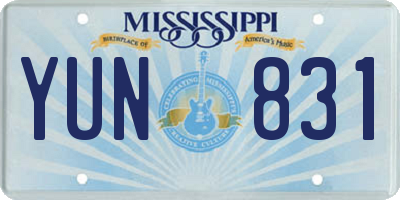MS license plate YUN831