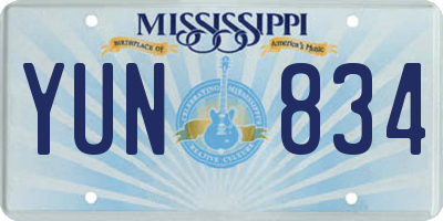 MS license plate YUN834