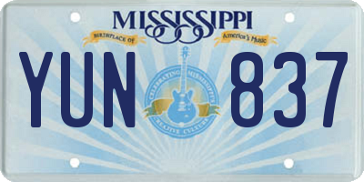 MS license plate YUN837
