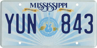 MS license plate YUN843
