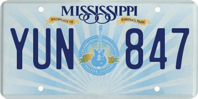 MS license plate YUN847