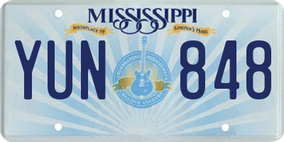 MS license plate YUN848
