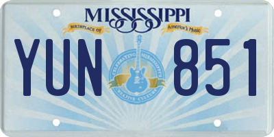 MS license plate YUN851