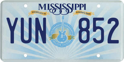 MS license plate YUN852