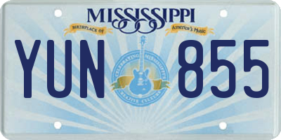 MS license plate YUN855