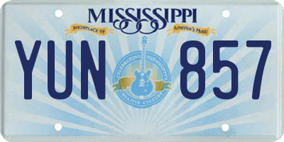 MS license plate YUN857