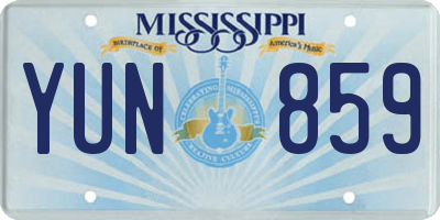MS license plate YUN859