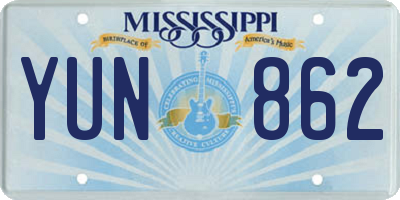 MS license plate YUN862