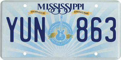 MS license plate YUN863