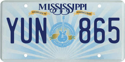 MS license plate YUN865