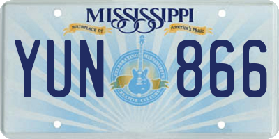 MS license plate YUN866