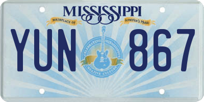 MS license plate YUN867