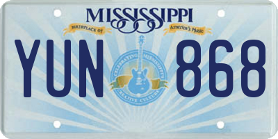 MS license plate YUN868
