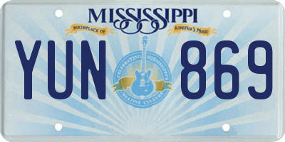 MS license plate YUN869