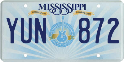 MS license plate YUN872