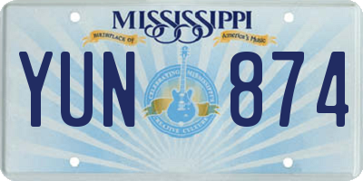 MS license plate YUN874