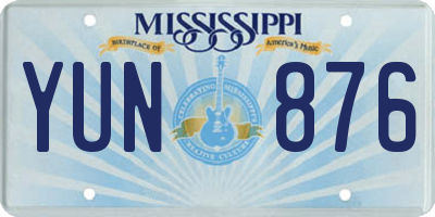 MS license plate YUN876
