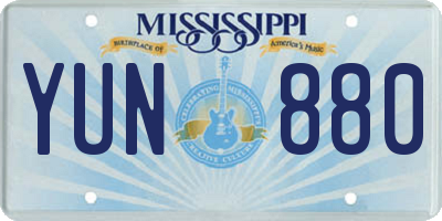 MS license plate YUN880