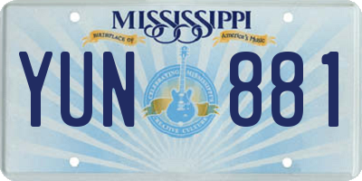 MS license plate YUN881