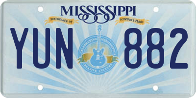 MS license plate YUN882