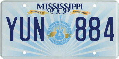 MS license plate YUN884