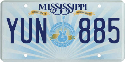 MS license plate YUN885