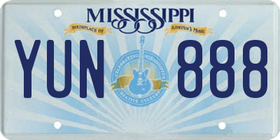 MS license plate YUN888