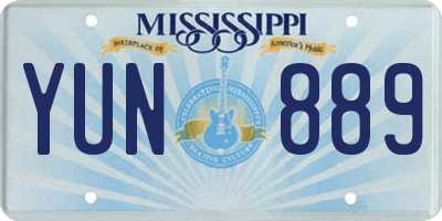 MS license plate YUN889