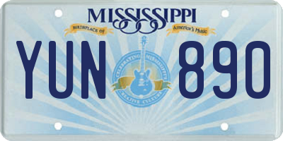 MS license plate YUN890
