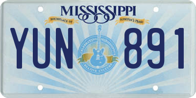 MS license plate YUN891