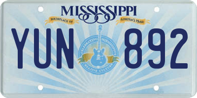MS license plate YUN892