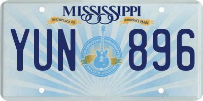 MS license plate YUN896
