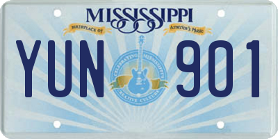 MS license plate YUN901