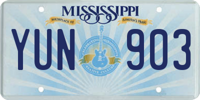 MS license plate YUN903