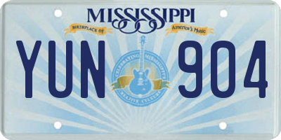 MS license plate YUN904