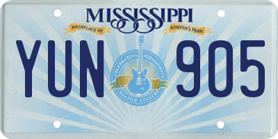 MS license plate YUN905