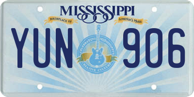 MS license plate YUN906