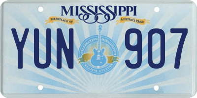 MS license plate YUN907