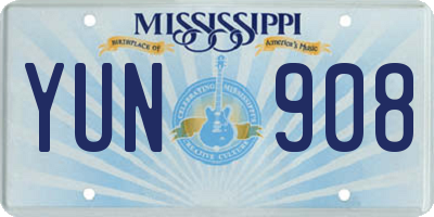 MS license plate YUN908