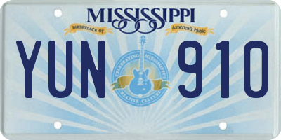 MS license plate YUN910