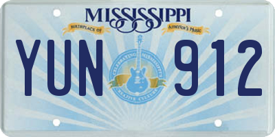 MS license plate YUN912