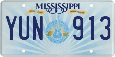 MS license plate YUN913