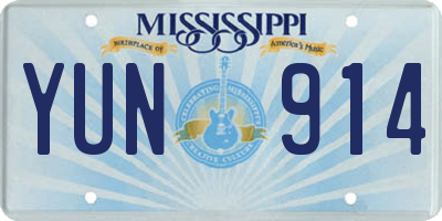 MS license plate YUN914