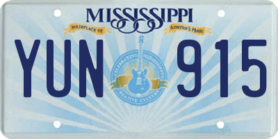 MS license plate YUN915