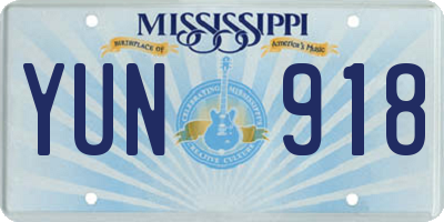 MS license plate YUN918