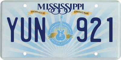 MS license plate YUN921